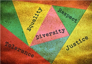 Konzept über die Vielfalt und Toleranz der Menschen auf mehrfarbigem Hintergrund.