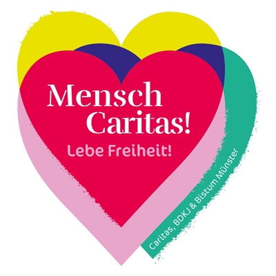 Logo der Demokratie-Kampagne: Drei Herzen mit Schrift