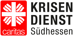 Logo mit Caritas Flammenkreuz und Schriftzug Caritas Krisendienst Südhessen