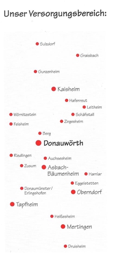 Versorgungsgebiet der Caritas-Sozialstation Donauwörth Versorgungsgebiet der Caritas-Sozialstation Donauwörth