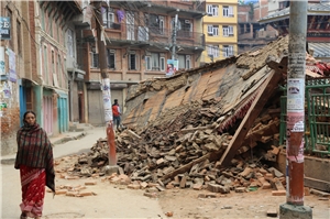 Zerstörte Häuser im Nepal