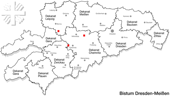 Bistumskarte Bistum Dresden-Meißen