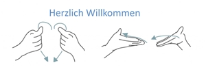 Herzlich Willkommen Zeichnung zur Gebärde