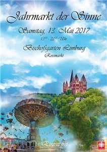 Jahrmarkt der Sinne Plakatmotiv mit Kinderkarussell und Limburger Dom