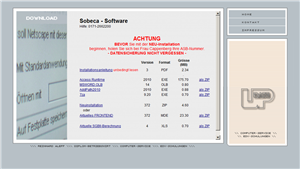 sobeca Startseite Das Bild zeigt die Startseite der sobeca-Software