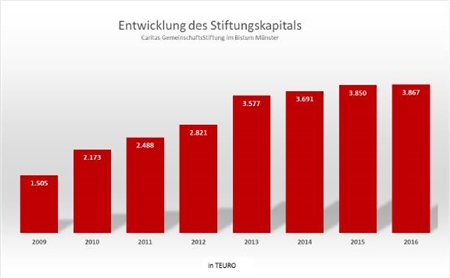 Entwicklung Stiftungskapital Entwicklung des Stiftungskapitals in einem Säulendiagramm