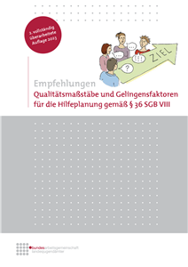 Cover der Empfehlungen 'Qualitätsmaßstäbe und Gelingensfaktoren für die Hilfeplanung gemäß § 36 SGB VIII' der Bundesarbeitsgemeinschaft Landesjugendämter