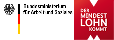 Banner Website Der Mindestlohn kommt des BMAS Banner zur Website 'Der Mindestlohn kommt' des BMAS