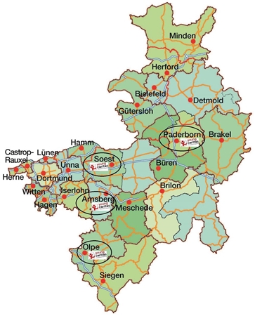 Landkarte: Erzbistum Paderborn mit youngcaritas-Gruppen Landkarte: Erzbistum Paderborn mit youngcaritas-Gruppen