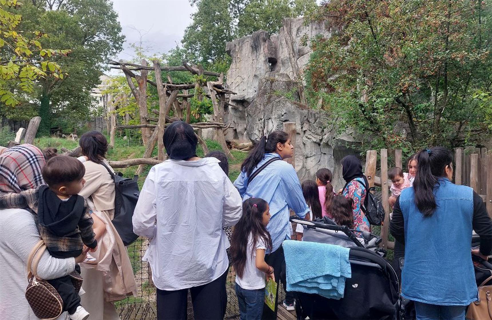 Flüchtlingskinder und Jugendliche besuchen den Zoo