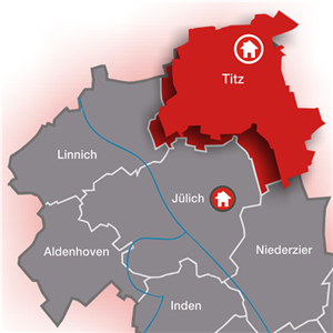 Lage des Altenzentrums 'Heilige Familie' in der Gemeinde Titz