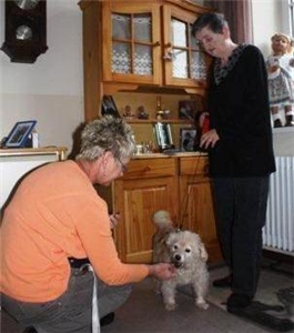 Bewohnerin mit Hund Bewohnerin mit Hund