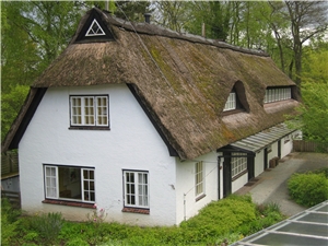 Kinderhaus wei�es reetgedeckes Haus