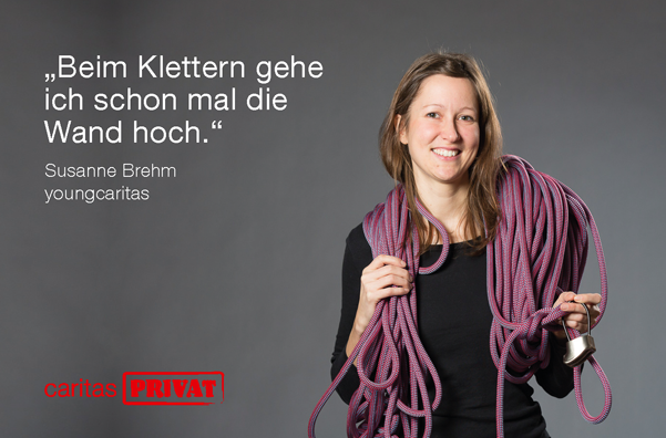 Susanne Brehm mit Kletterseil.