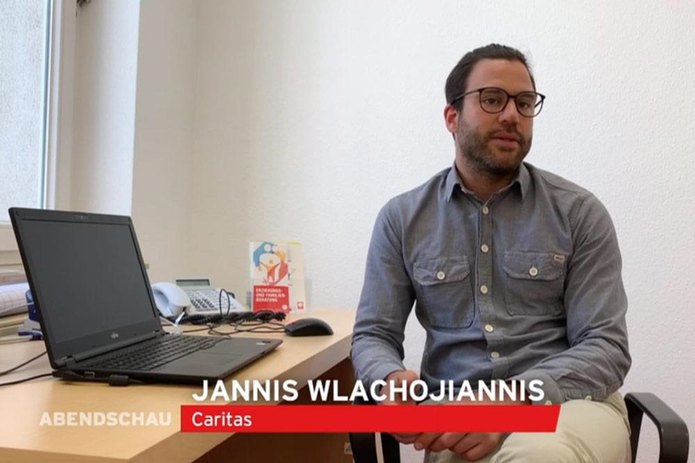 Jannis Wlachojiannis im Gespräch zur Online-Beratung der Caritas