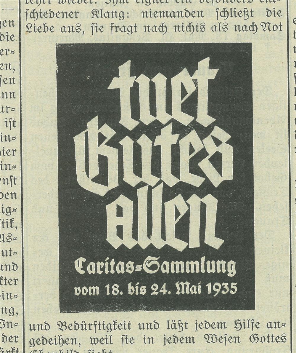 Caritas-Sammlung 1935 - Tuet Gutes allen!