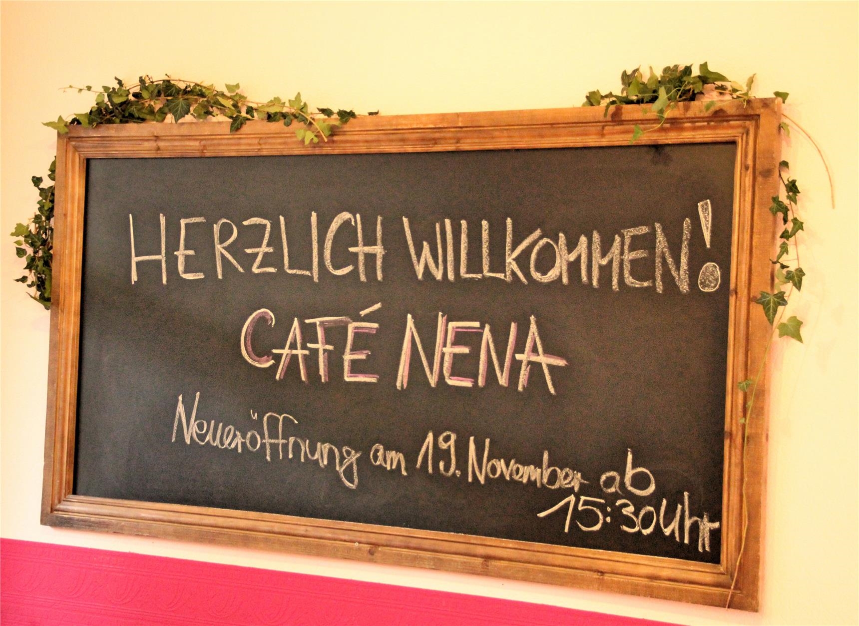 Tafel im neuen Café (Aßheuer)