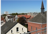 Blick von der Dachterrasse auf die Umgebung mit Ansgarkirche 