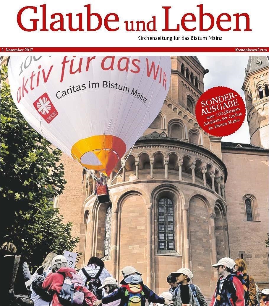 Titelseite der Extrabeilage von Glaube und Leben zum 100-jährigen Jubiläum der Caritas im Bistum Mainz