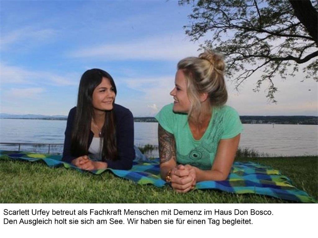 2 Mitarbeiterinnen der Caritas-Altenhilfe entspannen am Bodensee