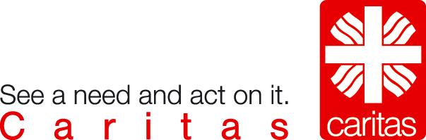 englisches Logo Caritas Deutschland - See a need and act on it