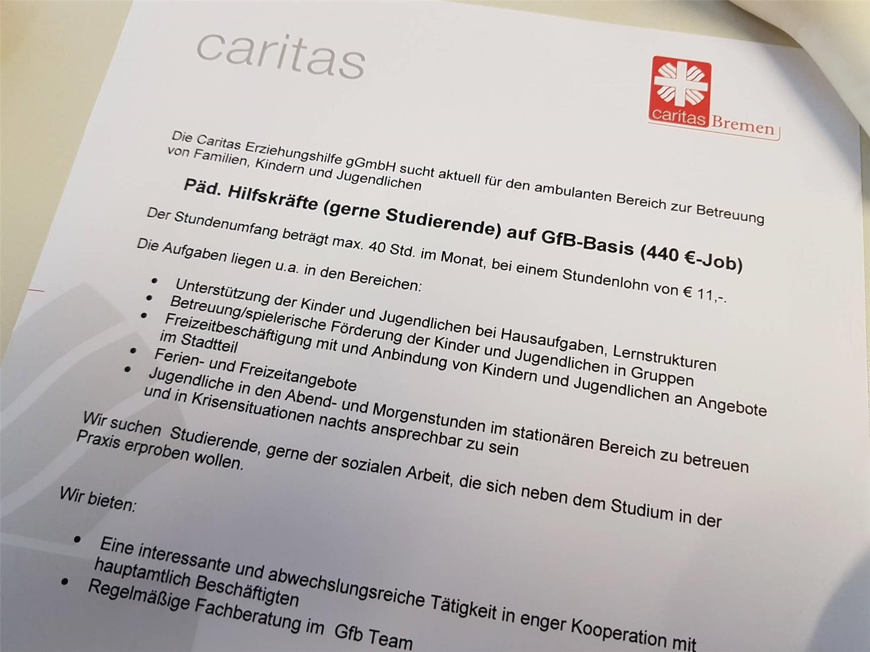 Caritas bei Praxismesse - Hochschule Bremen 