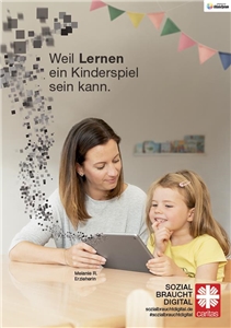 Caritas-Kampagne 2019 Erzieherin hoch_Plakat Erzieherin mit Kind