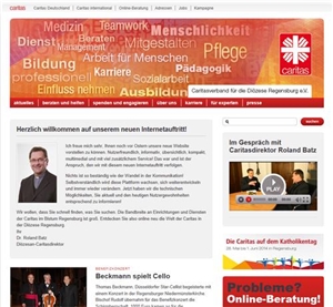 Screenshot der Webseite  des Caritasverband für die Diözese Regensburg
