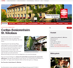 Screenshot des Internetauftritt http://www.caritas-seniorenheim-spalt.de