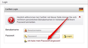 Screenshot Passwort vergessen