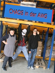 Titelbild des Films 'Chaos in der AWG', der in den Albertus-Magnus-Werkstätten Günzburg entstanden ist.