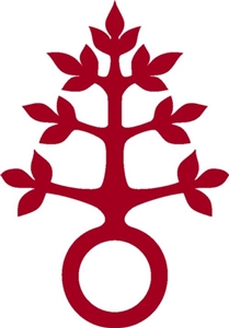 Das Logo des Dominikus-Ringeisen-Werks zeigt einen Ring als Zeichen des Lebensringes, des Zusammenhaltes, aus dem ein fruchtbarer Baum erwächst. 