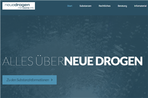 Screenshot der Website des Infoportals neue Drogen