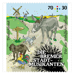 Briefmarke: Die Bremer Stadtmusikaten Briefmarke: Die Bremer Stadtmusikaten