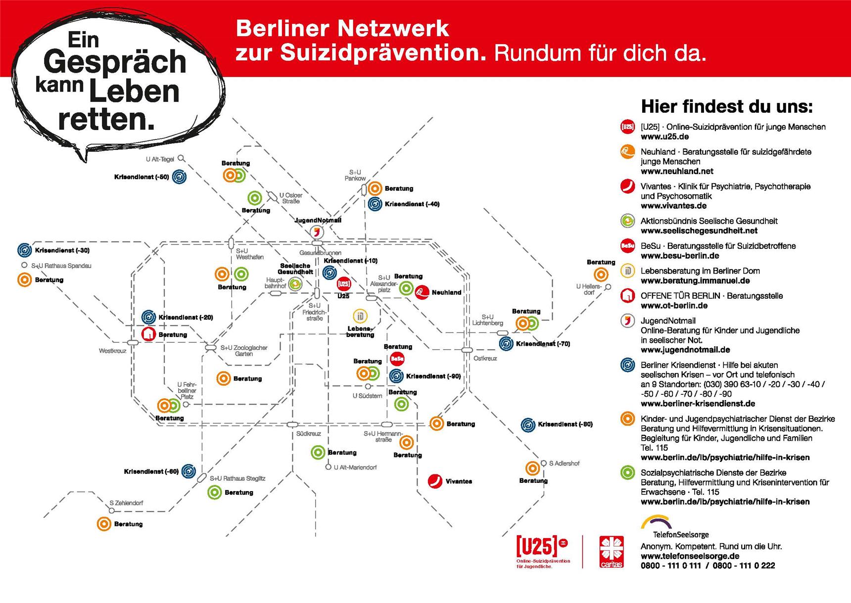 S-Bahn-Netz mit Beratungsstellen in Berlin