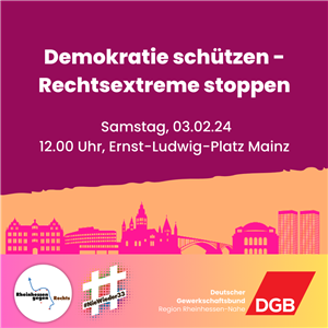 Plakat zur Aktion gegen Rechtsextreme am 3. Februar 2024 in Mainz