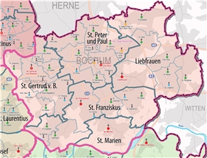Pfarreien Bochum - Übersichtsplan