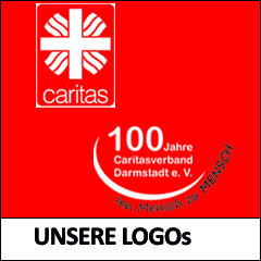 Logo der Caritas und Logo 100 Jahre Caritasverband Darmstadt