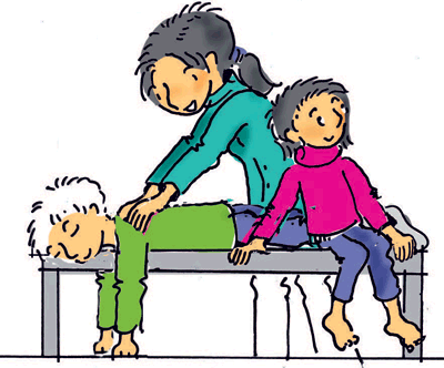 Illustration: Eine Person wird durch Massage behandelt