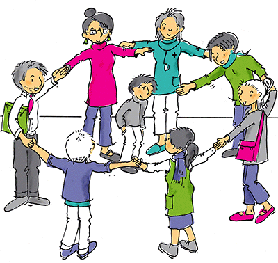Illustration: Gute Zusammenarbeit aller Einrichtungen ist wichtig für das Kind
