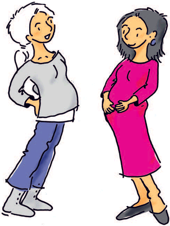 Illustration: Zwei schwangere Frauen