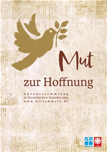 Plakat von der Adventssammlung mit Motiv Friedenstaube