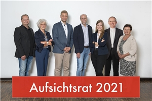Aufsichtsrat 2021: (v. li.) Matthias Wendt, Irene Hilz,  Dr. Olaf Heinrich, Dr. Peter Robl (Vorsitzender), Michaela Eberl (Stellv. Aufsichtsratsvorsitzende), Dekan Magnus König und Renate Cerny.