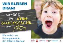 2018_09 Logo Gute OGS Schriftzug der Kampagne; Junge mit offenem Mund