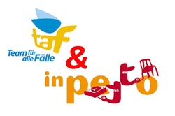 Logo TAF und inpetto Die Logos von TAF und inpetto in einem Bild zusammengefügt