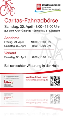 Caritas-Fahrradbörse am 30. April 2022 in Leipheim