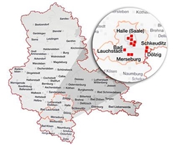 Karte Verband Grafik von den Wirkungsstätten des Regionalverbandes Halle