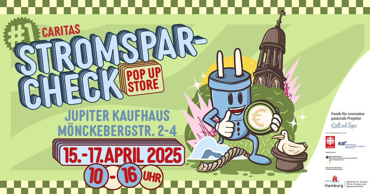 Illustration mit Stecki, einem Symbol für den Stromsparcheck