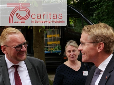 75 Jahre Caritas in Schleswig-Holstein - Daniel Günther mit Matthias Timmermann