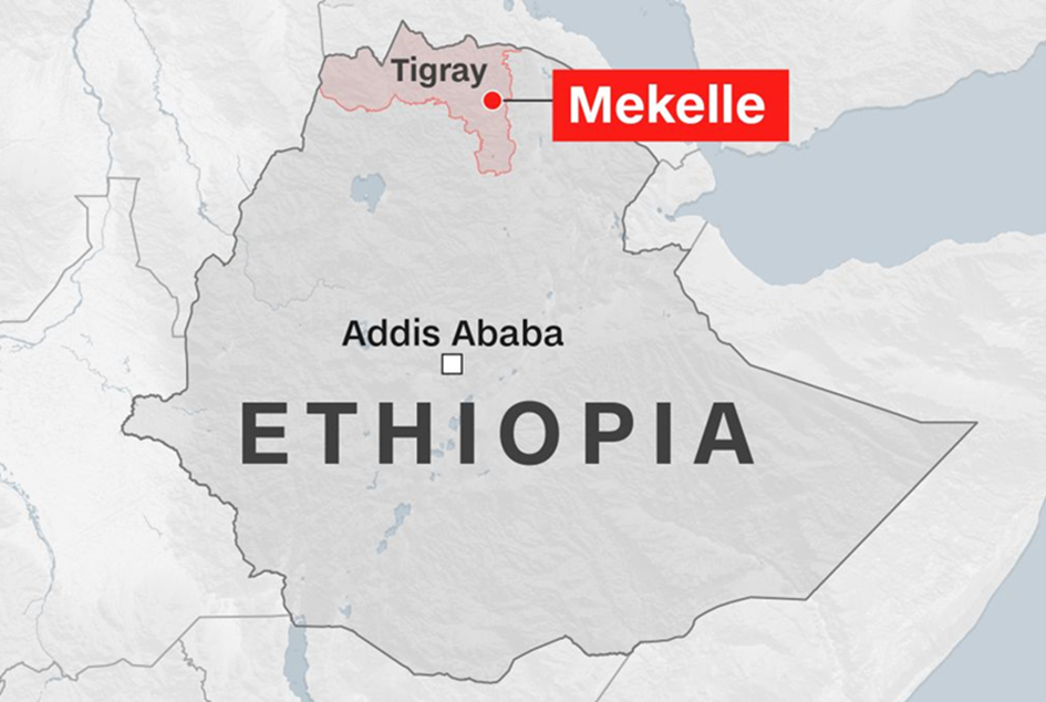 Zeigt die Regionen Tigrays und Mekelle